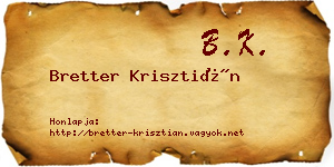 Bretter Krisztián névjegykártya